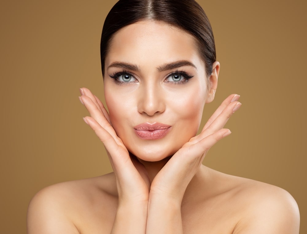 Woman with plump lips from lip filler in Huntington Beach, CA